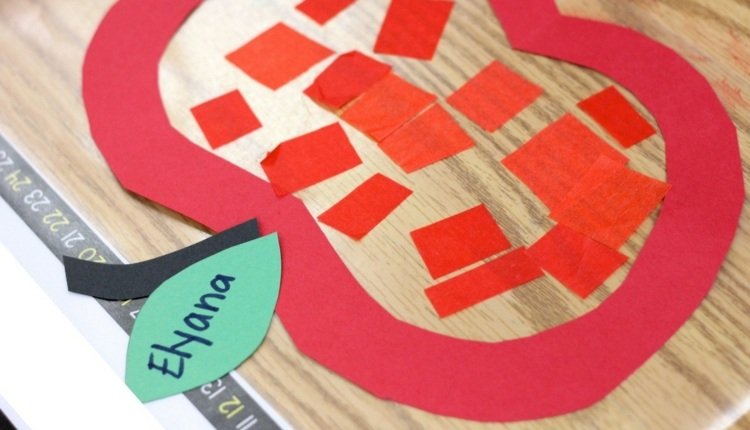 Vyrobte si s deťmi vtipné jablkové motívy Apple-drotár-papier-lepidlo-deti-inšpirácia-drotár-nápad