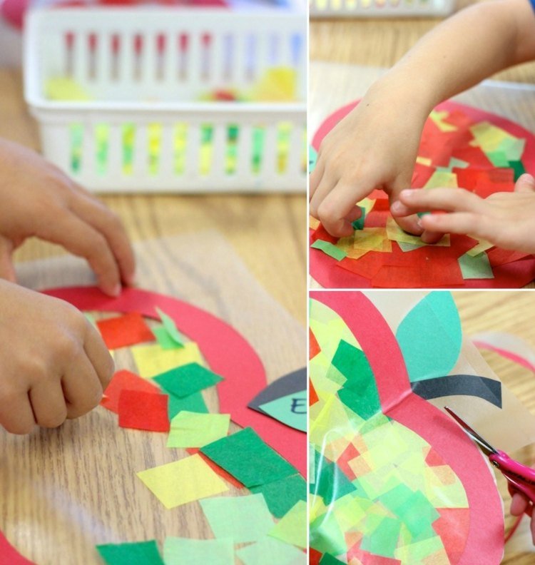 Na výrobu jabĺk potrebujú deti pomoc dospelých Apple-drotár-papier-kotletka-lepidlo-pergamen