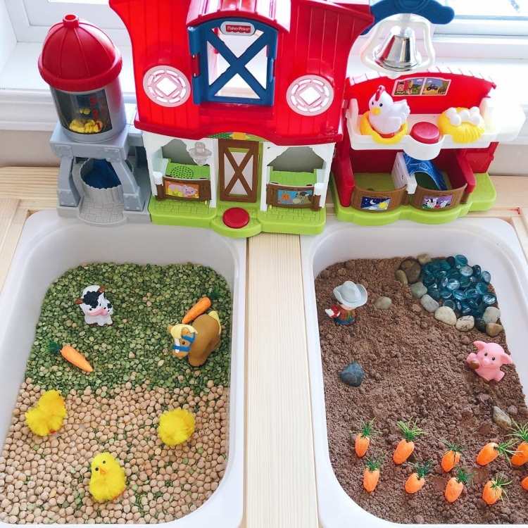 Deti sa zaoberajú senzorickými hrami a hrami na hrdiny pre farmu starších detí