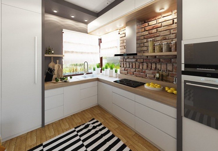 dosky kuchynské nápady drevo vzhľad ľahký laminát šedá farba na stenu