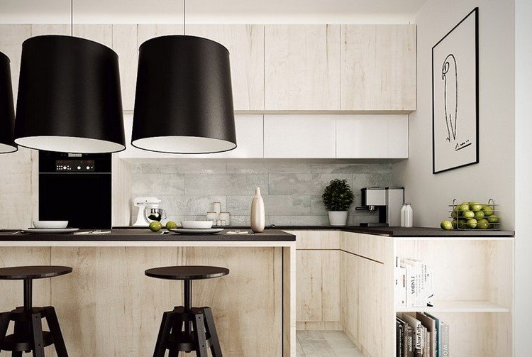 Dosky-kuchynské nápady-čierne-smrekové drevené fronty