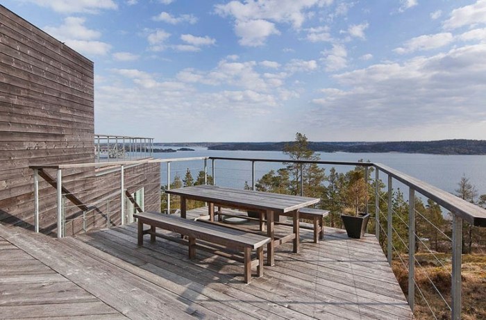 Príroda švédska strešná terasa modřínový drevený podlahový nábytok