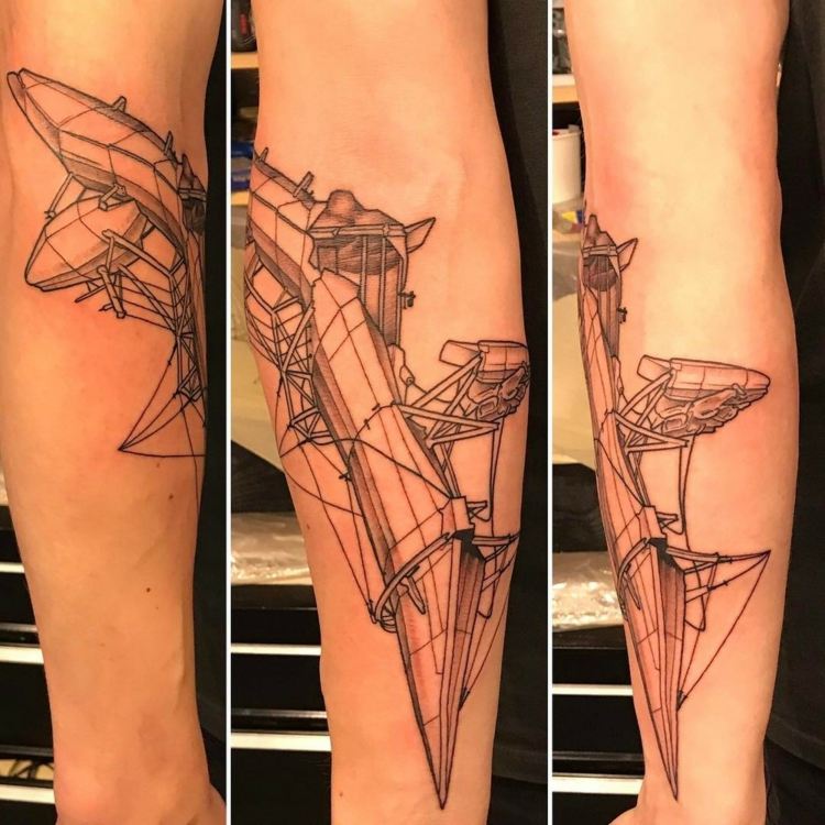 tetovanie-motívy-architektúra-stroj-skica-plán-paže-tetovanie-návrh