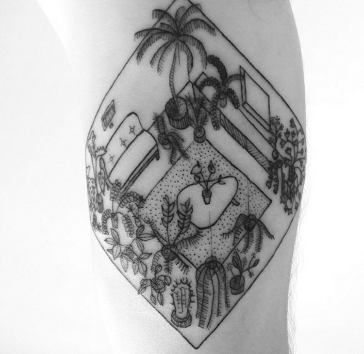 tetovanie-motívy-architektúra-obývačka-3d-izba-rastliny-sedačka