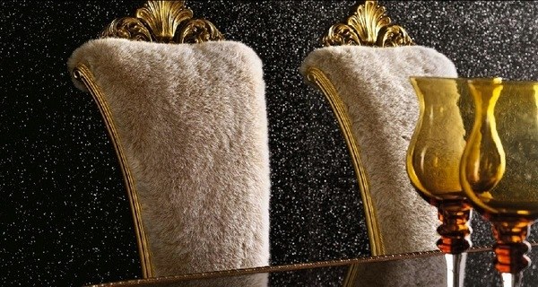 Art Deco papierové jedálenské stoličky Ozdoby na textúry Rám so zlatým efektom