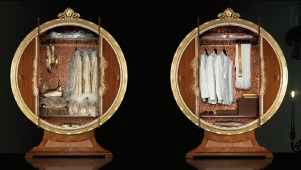 Šatníková skriňa v štýle art deco s kožušinou so vzorom pre moderné výtlačky