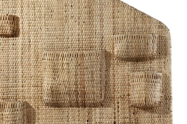 Detail ázijského ratanového nábytku deliace vrecká úložný priestor malý byt skladacia zástena