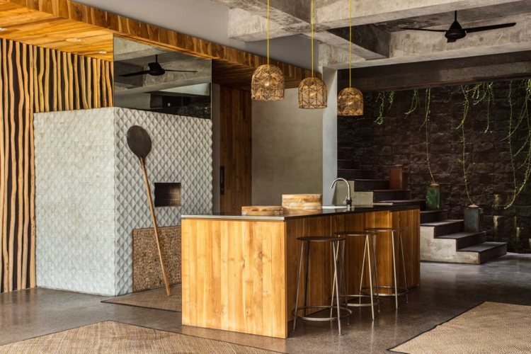 ázijský životný štýl pizza pec kuchynský ostrov