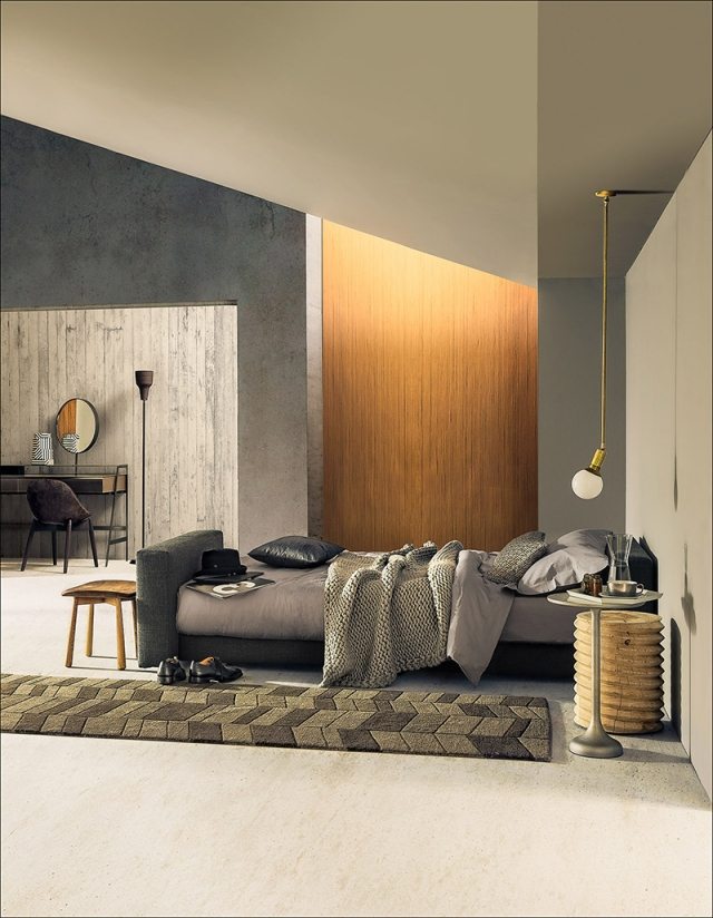 interiérový dizajn spálňa-geometrické desgin dekoračné prvky-trendy dizajnu dreva