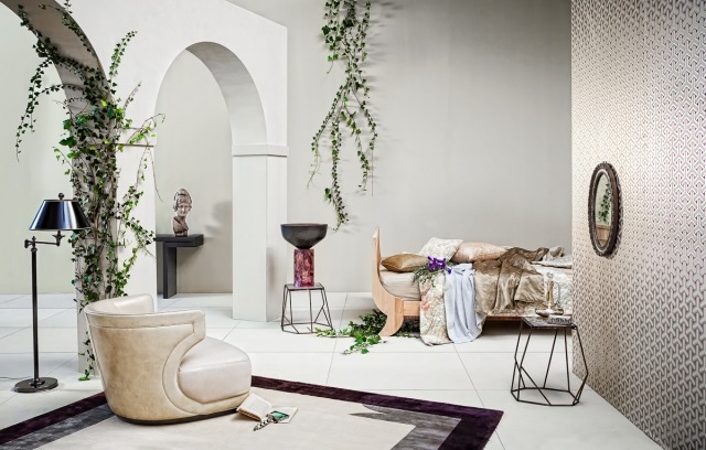 Živý dizajnový eklektický, efektný arkádový nábytok, popínavé rastliny lorenzo-pennati