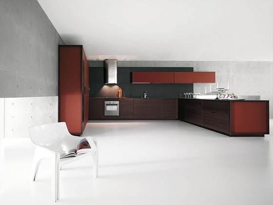 víno-červená-kuchyňa-tvar-u-CESAR-ARREDAMENTI