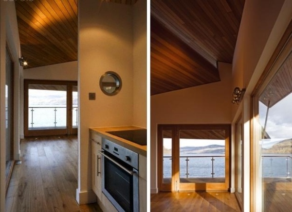Zasklenie cédrového obkladu Balnearn Boathouse Interiérový dizajn obloženia-zasklenia Balnearn Boathouse Cedar