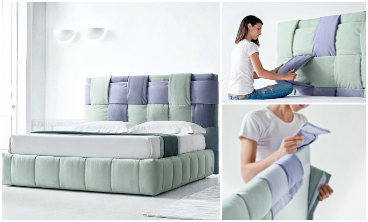 Mimoriadne nápady na bývanie - odnímateľný a prateľný poťah na čelo postele Mimoriadne nápady na život -dizajn-čalúnené čalúnenie postele-vyberateľné-spálne