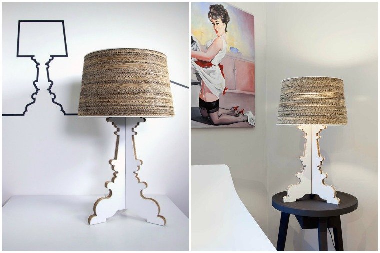 Stolná lampa „Lavian“ vyrobená z vlnitej lepenky mimoriadne-živé-nápady-dizajn-recyklácia-stolná lampa-kartón-vlnitá lepenka