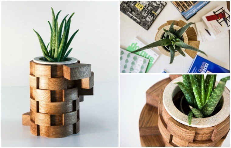 Drevený cachepot s rozloženými prvkami mimoriadne-živé-nápady-dizajn-drevená váza-kvetináče-ofset