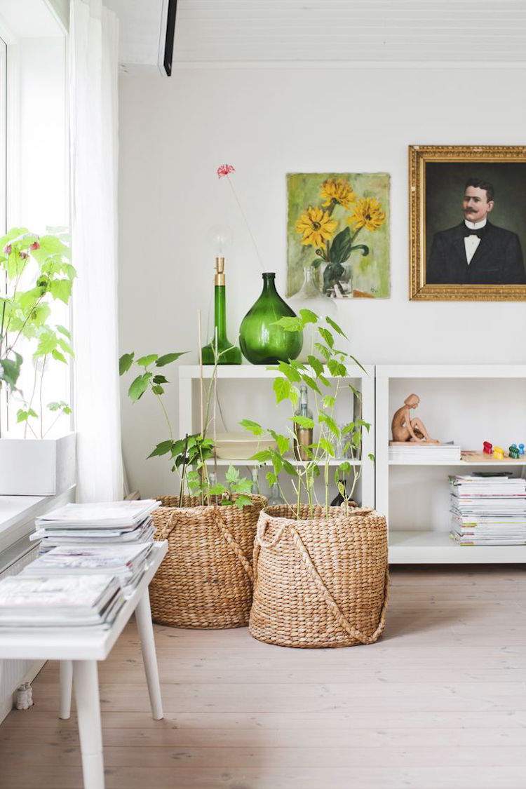 Úložné koše-deko-kvetináče-prútený košík-biela-interiérový dizajn