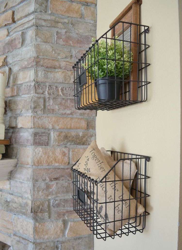 úložné koše-dekorácia-drôt-stena-úložný-ročník