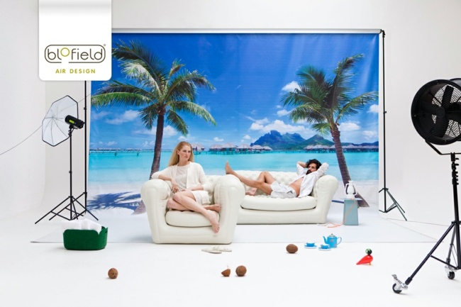 Kreslo biela plastová nafukovacia obývačka