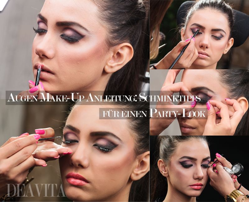 Návod na líčenie očí-Smokey-Eyes vo fialovej farbe pre hnedé oči pokyny na líčenie očí-dymové oči-hnedé oči-silvestrovský večer