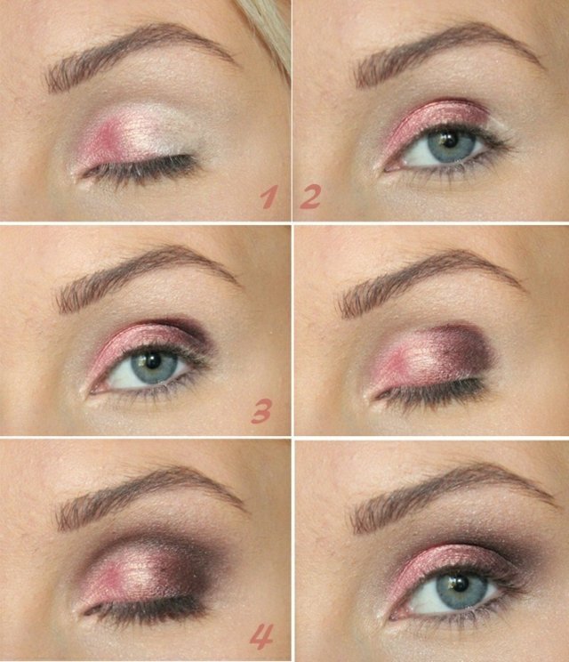 Odlíčte oči trblietavou ružovou modré oči ružové očné tiene riasenka zdôrazniť