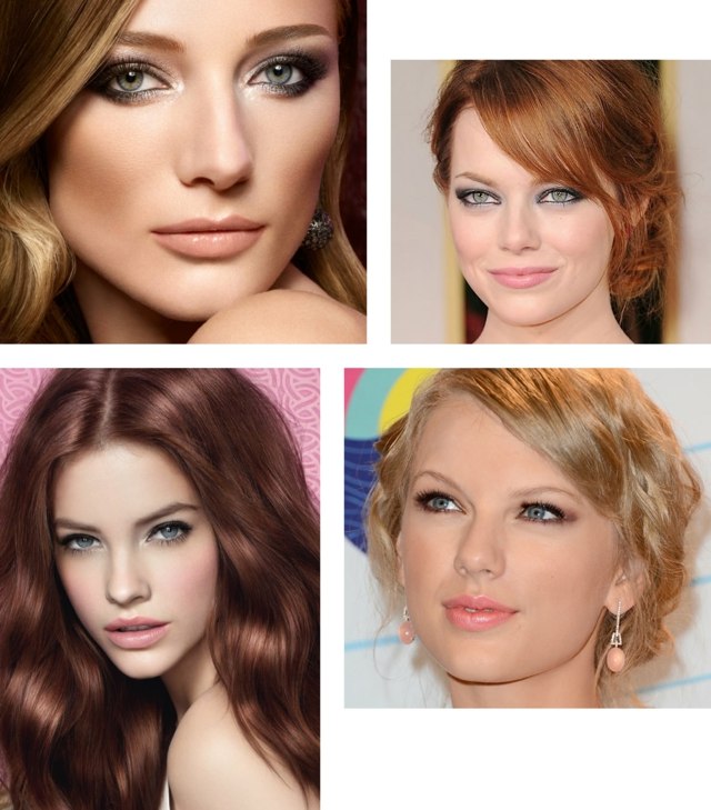 Doplňte zelené oči v lete - do očí naneste kohl sivomodré oči nápady na prírodný make -up Hviezdy Taylor Swift Emma Stone Misha Barton