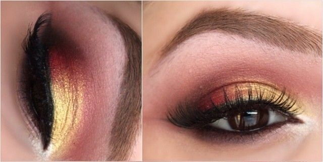 hnedé teplé oči ružové žlté líčenie očných tieňov Oči ružové žlté tiene tipy na líčenie v lete