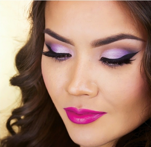 ružové očné tiene očné linky tmavý tón pleti hnedé Očné linky, tmavý odtieň pleti, hnedé vlasy