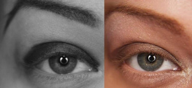 Make-up tmavé očné tiene-na celé viečko-štetcom