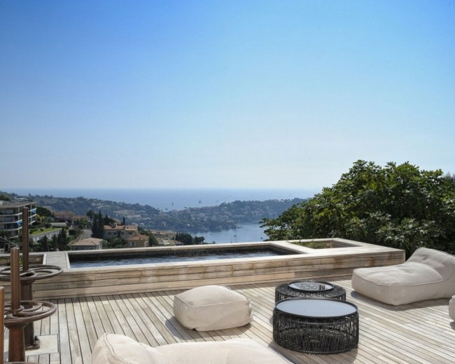 Drevená terasa jacuzzi záhrada Záhradný nábytok Whirlpool