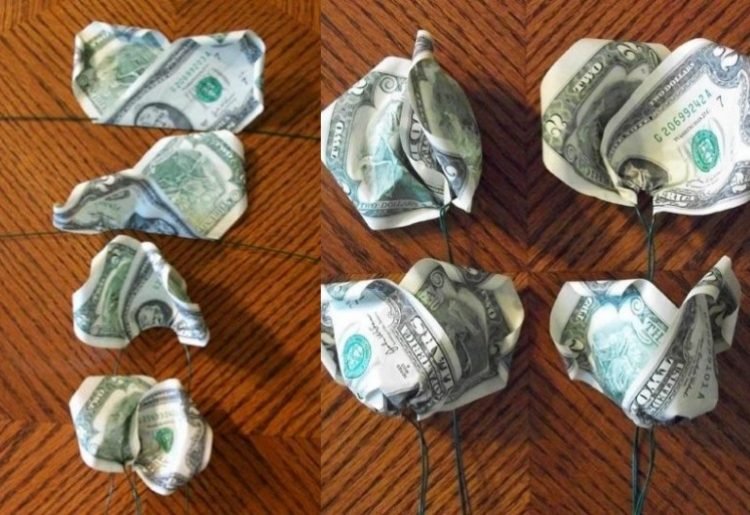 Geldschie-záhyby-kvetinové-pokyny-ružové-listy-záhyby-drôt