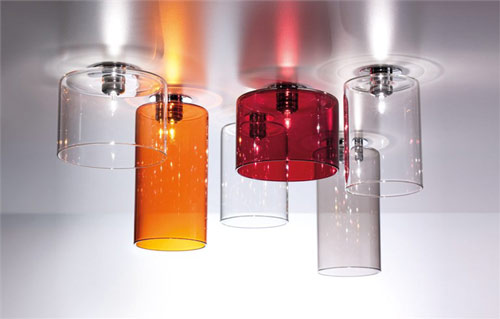 Stropné svetlá oranžovo-červené sklo