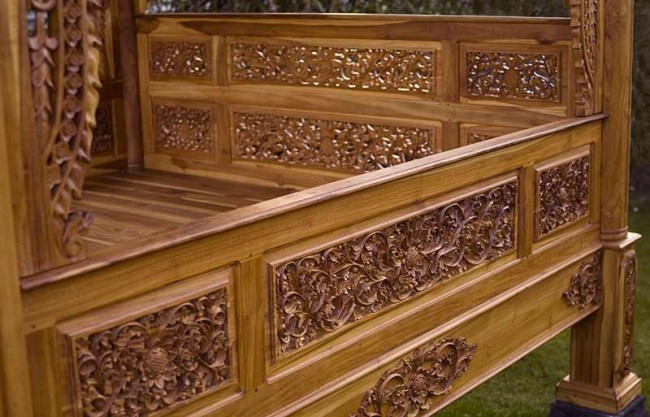 Ručne vyrobené kvetinové rezby z teaku Ručne vyrábané teakové rezby