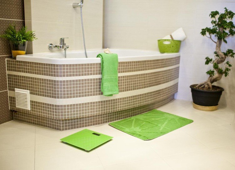 Netradičné kúpeľňové podložky motív-tráva zelená-obdĺžniková
