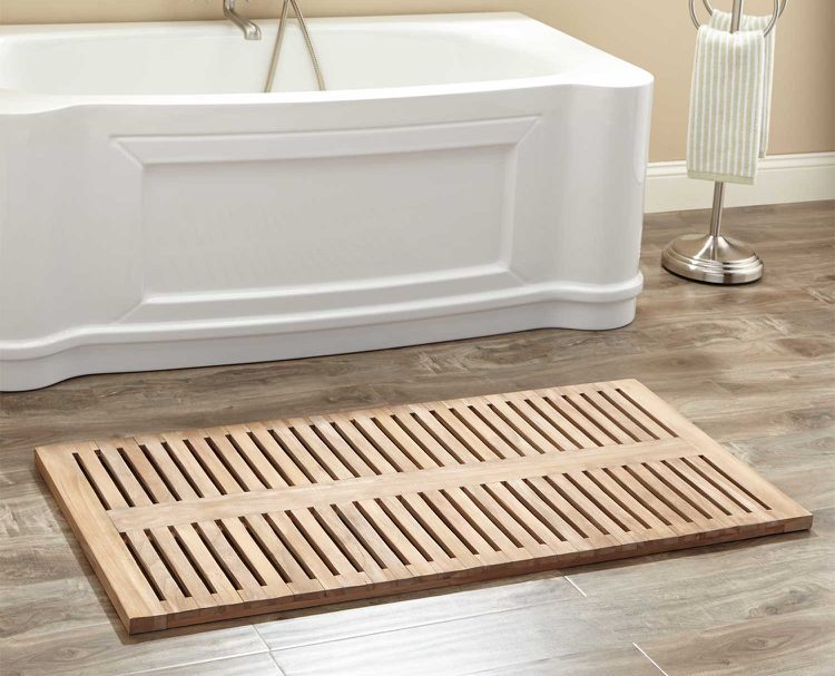 nevšedné-rohože do kúpeľa-drevené lamely-týkové-vode odolné-typu dreva