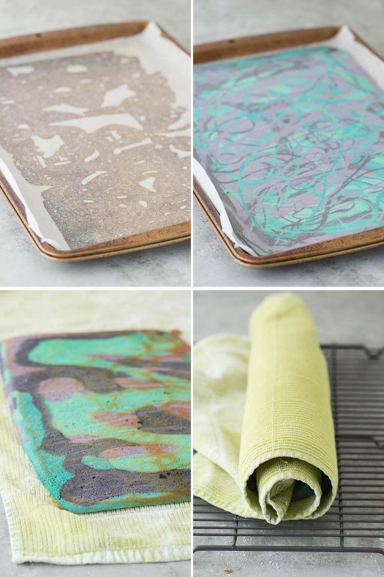 Neobvyklé dezerty, kozmopolitné farby-urobte si to sami-rolované koláče