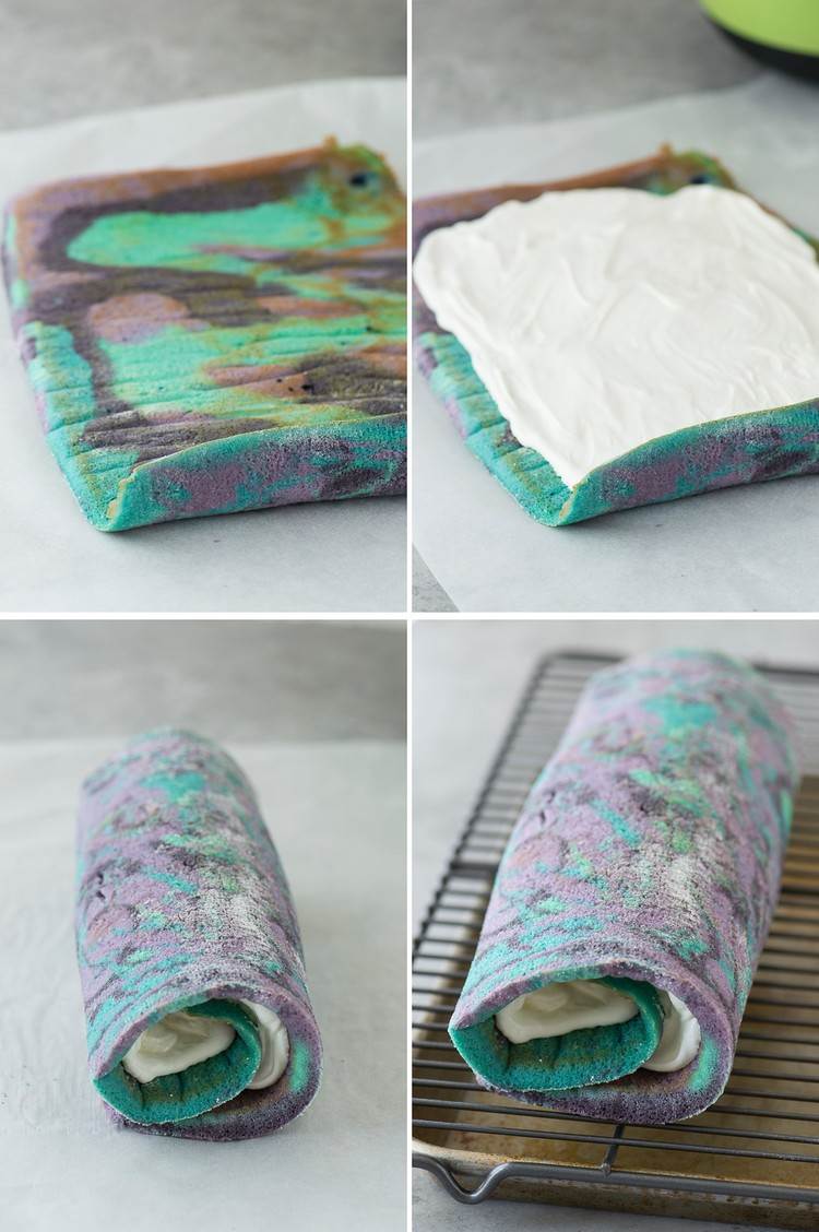 Nezvyčajné dezerty koláč-rolka-urob si sám-priestor-vzhľad-návod