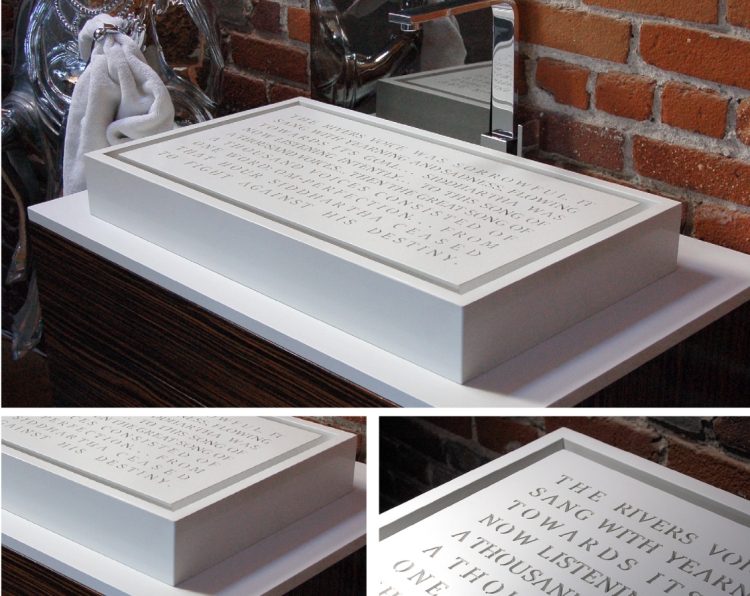 Umývadlá navrhuje -inovatívne-obdĺžnikové-minimalistické-armatúry-text-písmená