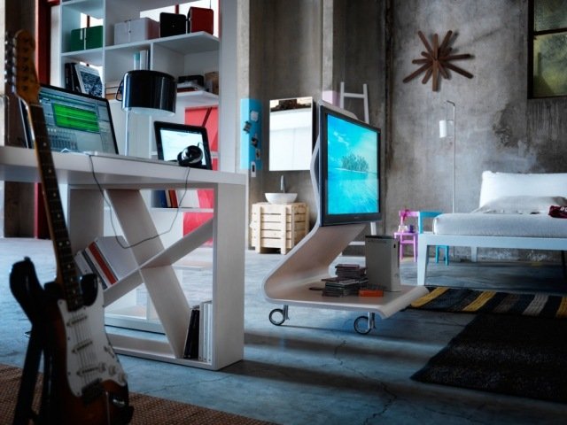 moderný nábytok do obývačky stojan na televíziu na kolieskach s brzdou neobvyklý nábytok stojan na televíziu na kolieskach vybavených brzdami