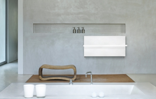 minimalistické zariadenie kúpeľne-vykurovacie zariadenia-biele priamočiare minimalistické zariadenie kúpeľne-vykurovacie zariadenia-biela priamočiara vaňa betónová stena
