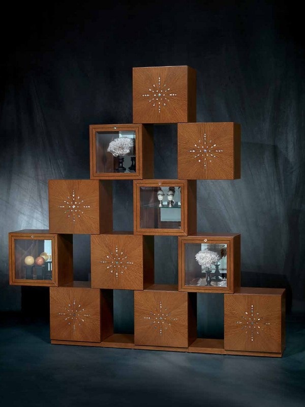 Mondrian Composition kocka-polica dub-šach matná sada Polička na kocky Mondrian v zložení dubový drevený šachový matný dizajn