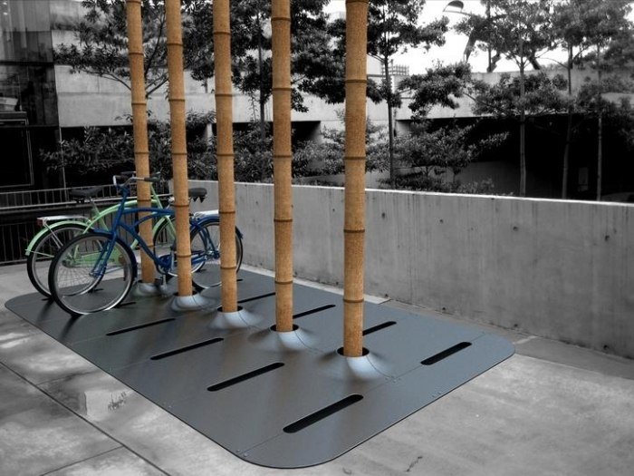 Bambusové palice ako dizajn stojana na bicykel pre verejné priestranstvá Bambusové palice-bike-park-stojany na bicykle-dizajn-verejné-priestranstvá-vytvárať