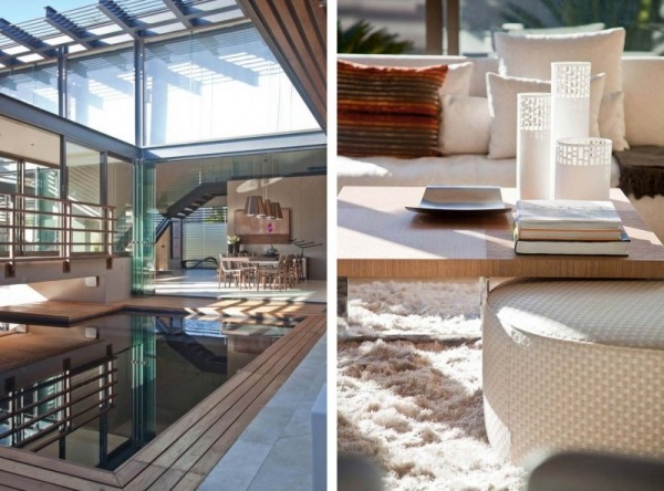 Záhradný bazén s ratanovým nábytkom