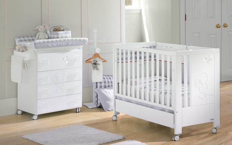 Detská posteľ biela detská prebaľovací pult