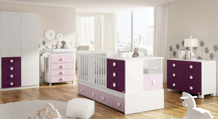fialovo biely prebaľovací pult detský nábytok detská izba