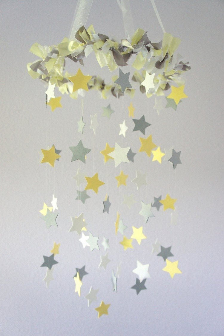 baby-mobile-do-it-yourself-drotár-papier-hviezdy-žltá-svetlo-šedá
