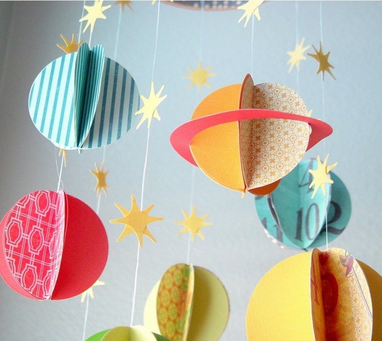 urobte si mobilným planéty slnečnej sústavy nápad hviezdy papier DIY