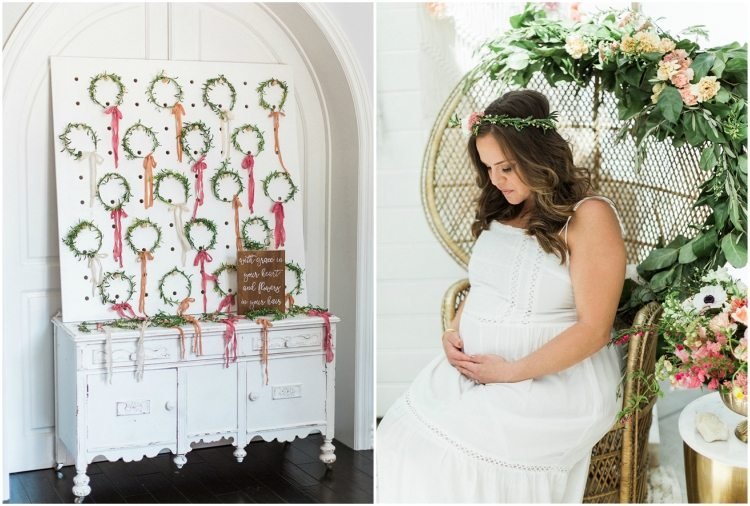 detská sprcha párty boho štýl čelenky vence matka hostia