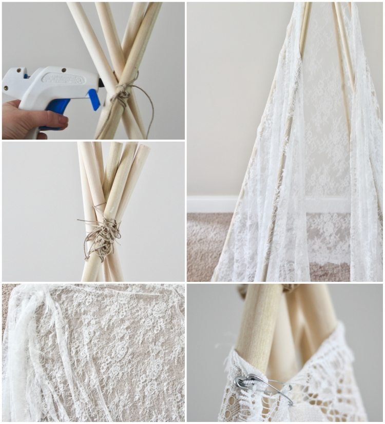 detská sprcha stan v štýle boho, urobte zo seba látku transparentnou