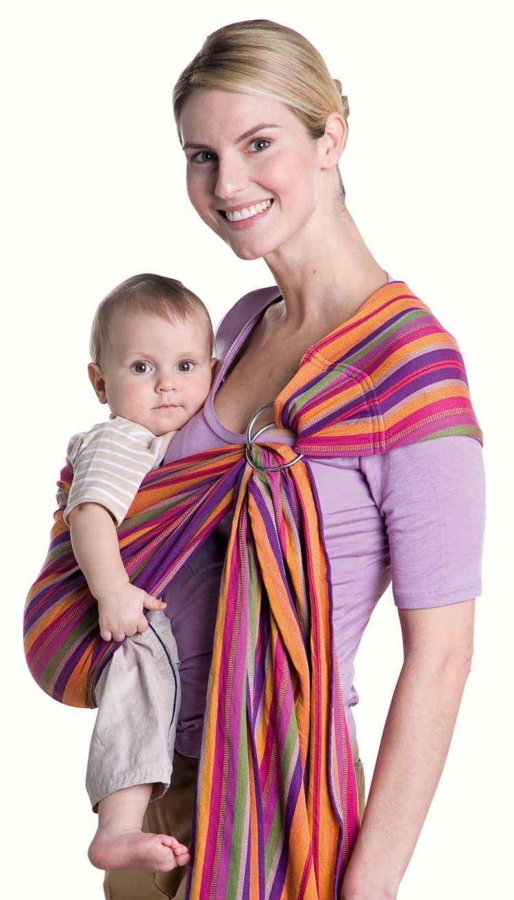 tkaný ring sling poloha bokov