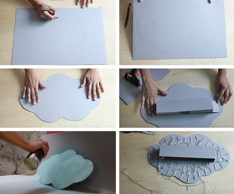 detská izba-dekorácia-oblaky-lampa-majstrovanie-návod